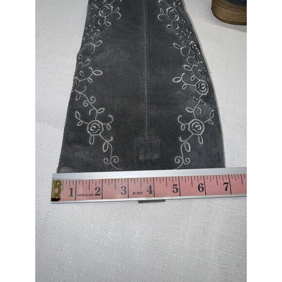 Eric Michael Heidi Knee High Grey Suede Embroidered Boho Western Boots Sz. 6.5 - Picture 8 of 10
